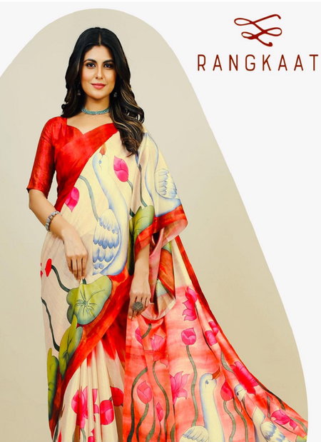 Rangkaat 44 To 49 Tusser Silk Printed Wholesale Saree Suppliers In Mumbai